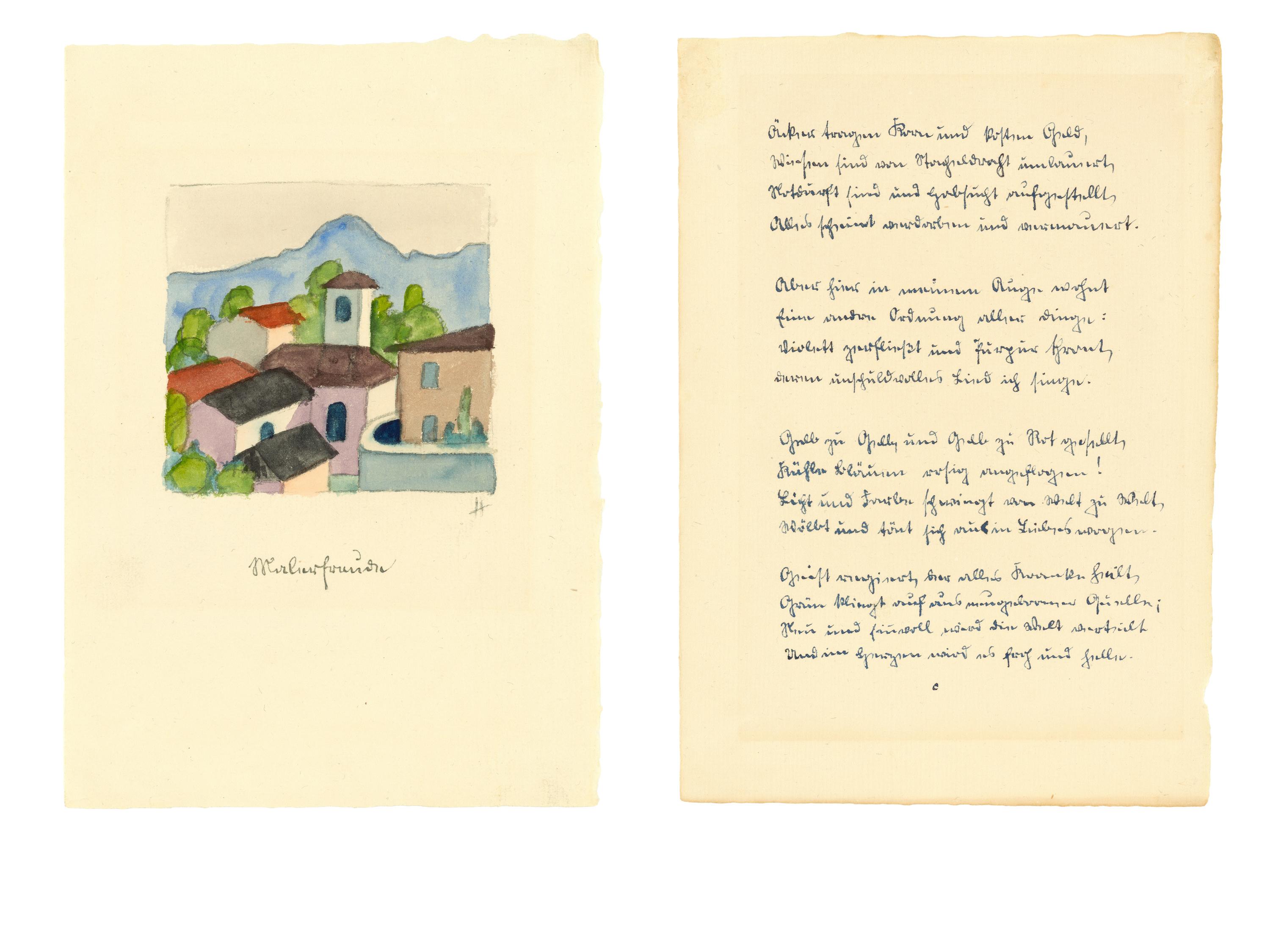 Malerfreude ( 2 Blätter, je 22 x 15,5 cm) - Hermann Hesse 