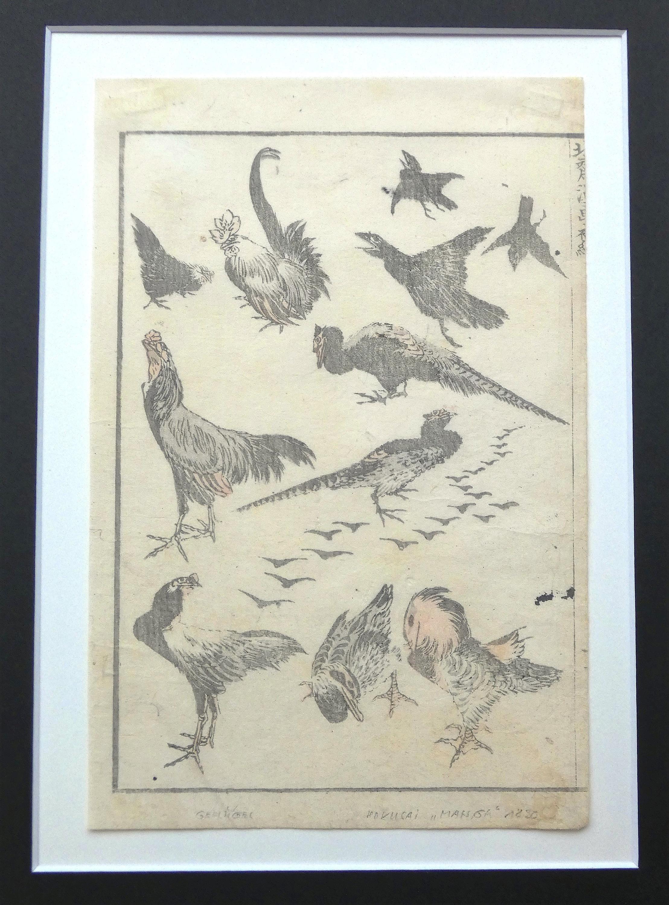 H&uuml;hner, Fasane und Ente (Chicken, Pheasant and Duck) - Katsushika Hokusai 